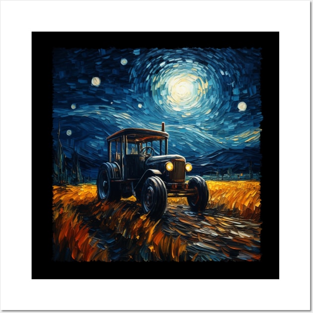 Dungaree Dreams Farmer's Style, Tractor Starry Night Wall Art by JocelynnBaxter